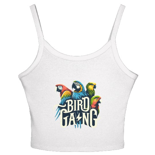 Bird Gang Parrot Funny Birder Flock Owner Macaw Women's Spaghetti Strap Tank Top