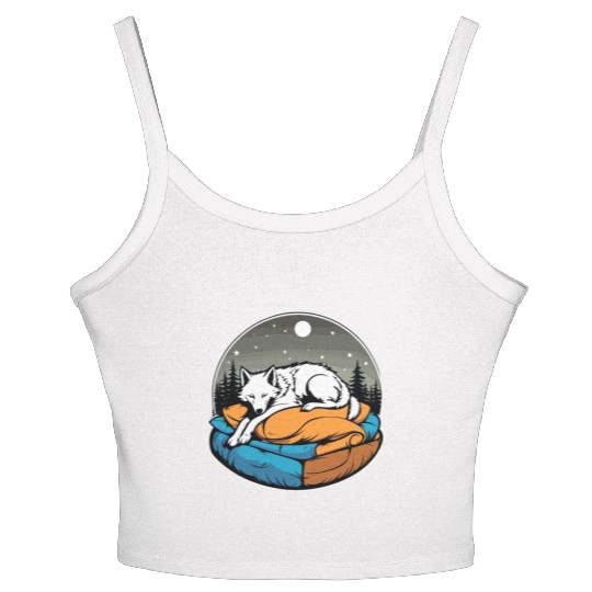 Sleeping Wolf Illustration Women's Spaghetti Strap Tank Top