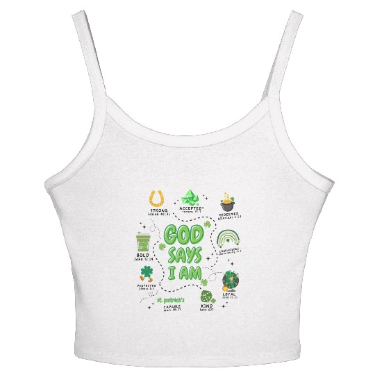 God says i am St Patricks Day Women's Spaghetti Strap Tank Top