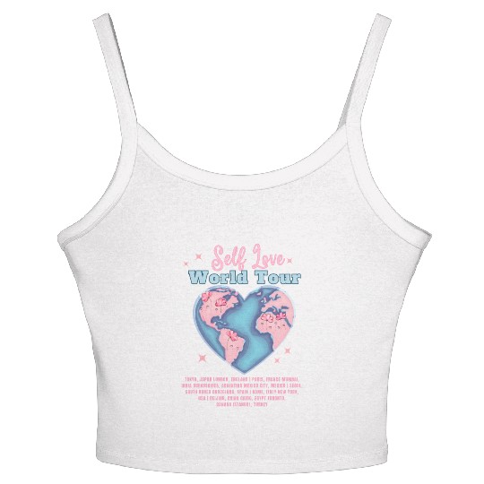 Self Love Club World Tour Retro Positive Aesthetic Women's Spaghetti Strap Tank Top