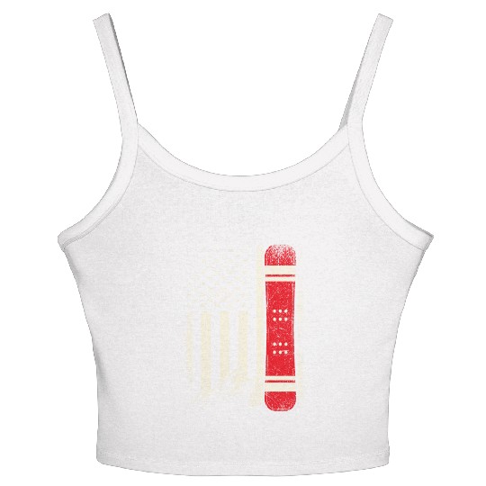 Snowboarding 4th of July Distressed USA Flag Women's Spaghetti Strap Tank Top