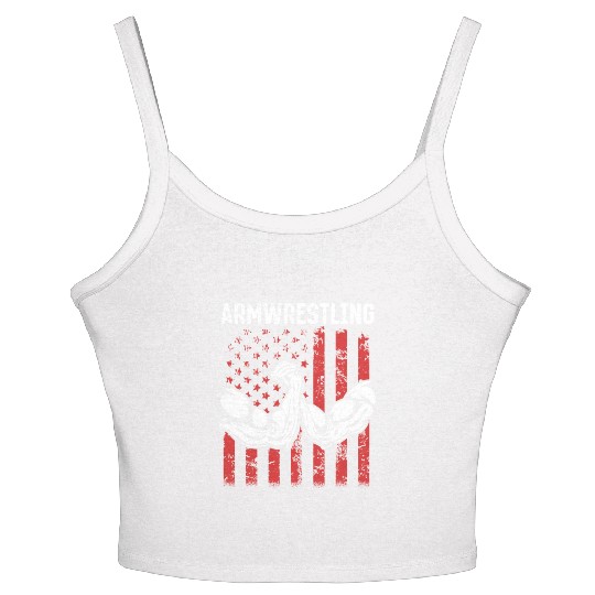 Arm Wrestling Armwrestling US Flag Arm Wrestler Women's Spaghetti Strap Tank Top