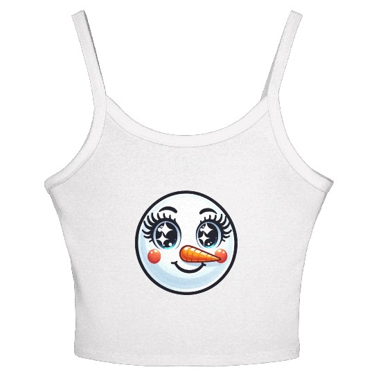 Lady Carrot-Nosed Snowwoman Cute Snowman Christmas Women's Spaghetti Strap Tank Top