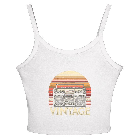 Vintage Boombox Old School 80s Music Retro Women's Spaghetti Strap Tank Top
