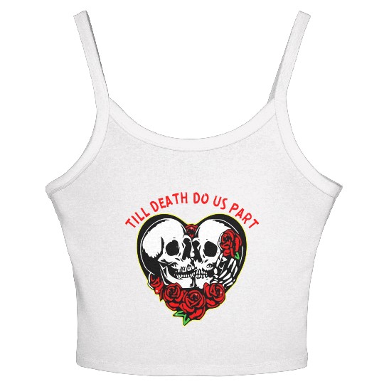 Heart Skulls Till Death Do Us Part © WhiteTigerLLC Women's Spaghetti Strap Tank Top