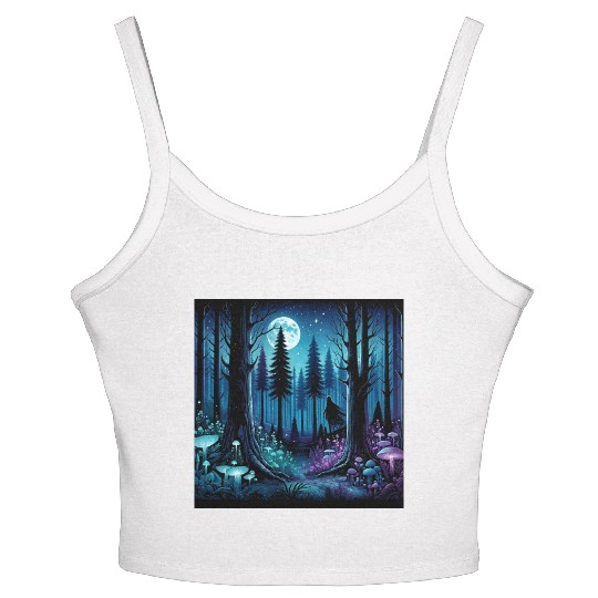 Mystic Moonlit Enchanted Forest Women's Spaghetti Strap Tank Top