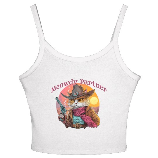 Purrfect Outlaw Showdown - Meowdy Partner Women's Spaghetti Strap Tank Top