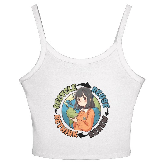 Recycle Reuse Renew Rethink Women's Spaghetti Strap Tank Top