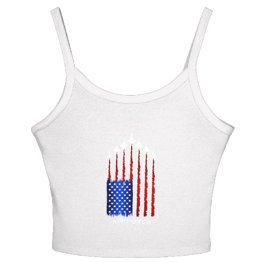 Air Force US Veterans 4th of July Women's Spaghetti Strap Tank Top American