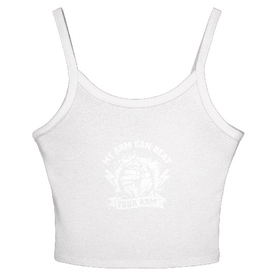 My Arm Can Beat Your Arm Exercise Techniques Arm Women's Spaghetti Strap Tank Top