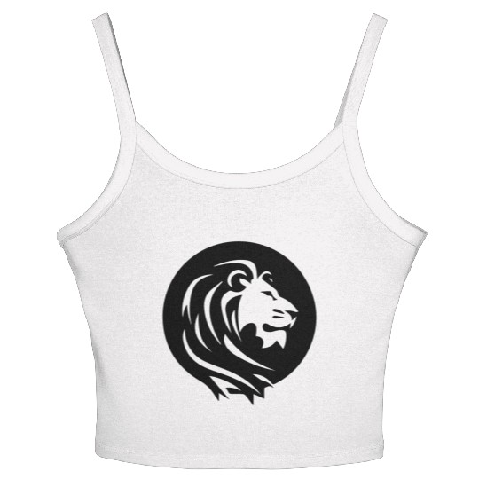 Mighty Lion Head With Mane Tattoo Style Women's Spaghetti Strap Tank Top