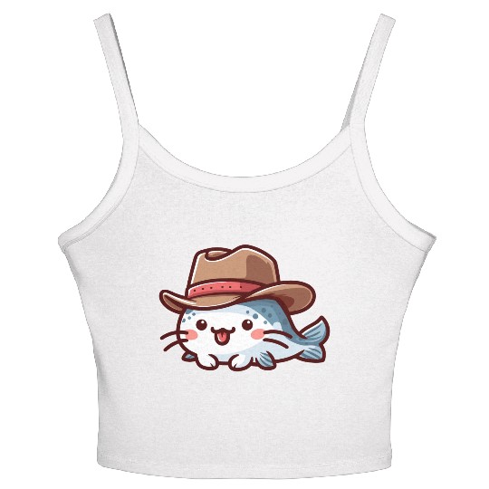Catfish with Hat Women's Spaghetti Strap Tank Top