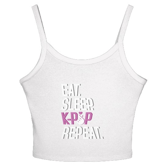 Eat Sleep K-Pop Repeat Korean Music K-Pop Women's Spaghetti Strap Tank Top