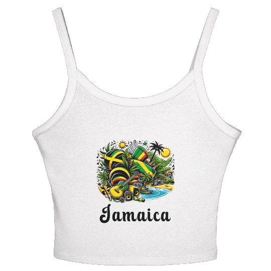 Jamaica Caribbean flag design Women's Spaghetti Strap Tank Top