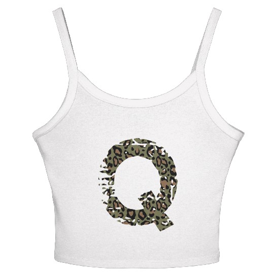 Q army camo design Women's Spaghetti Strap Tank Top