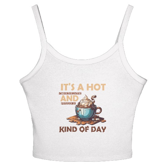 hot chocolate and puzzle kind of day Vintage retro Women's Spaghetti Strap Tank Top