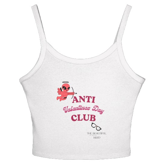 Anti Valentines Club Beautiful Nerd by Tavia Linen Women's Spaghetti Strap Tank Top