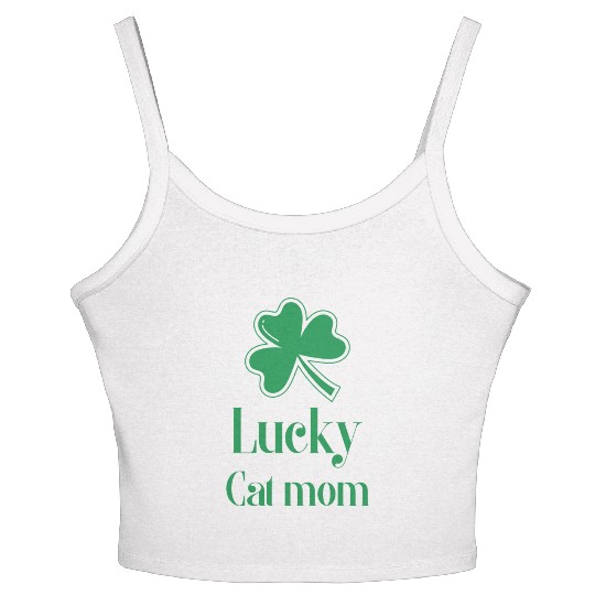 Lucky Cat Mom St Patrick's Day Women's Spaghetti Strap Tank Top