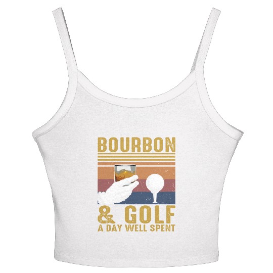 Bourbon Golf Funny Golfer Bourbon Lover Women's Spaghetti Strap Tank Top