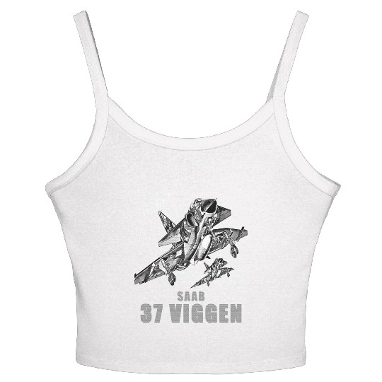 Saab 37 Viggen Swedish Multi Combat Aircraft Women's Spaghetti Strap Tank Top