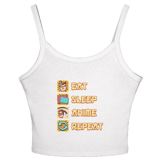 funny eat sleep anime repeat the perfect presents Women's Spaghetti Strap Tank Top