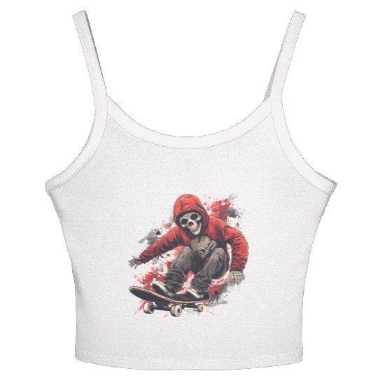 Skeleton Skull Skater Skateboarder Skateboard Women's Spaghetti Strap Tank Top