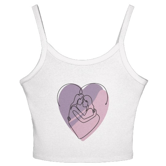 Minimalist Silhouette of Lesbians in Heart Women's Spaghetti Strap Tank Top