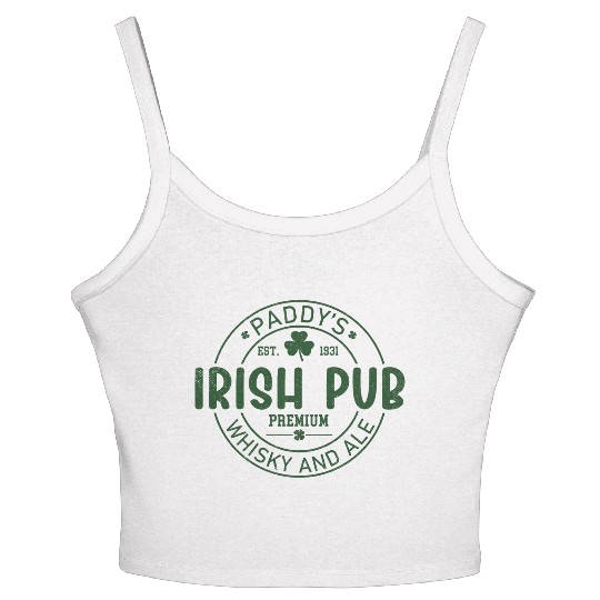 Irish Pub Whisky and Ale, St Patricks Day Women's Spaghetti Strap Tank Top