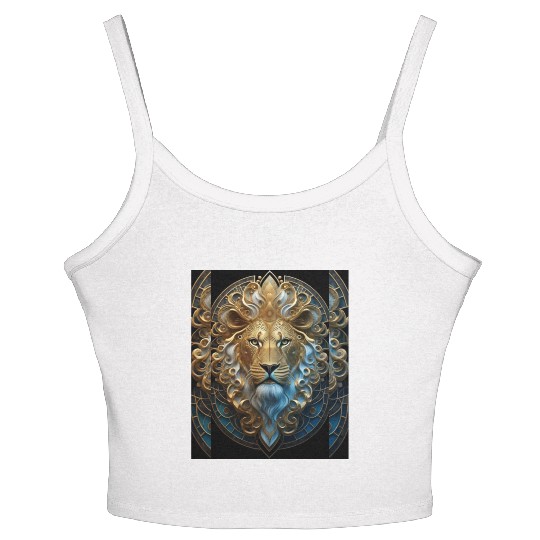 1920s Art Deco lion, gold Women's Spaghetti Strap Tank Top