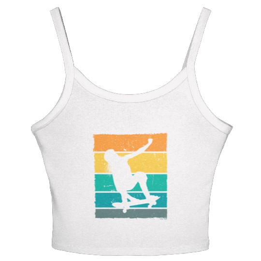 Retro Skater Girl Skateboarder Skateboard Women's Spaghetti Strap Tank Top