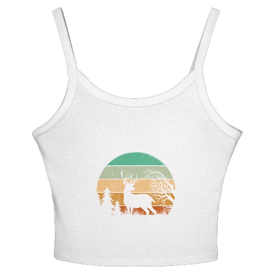Serene Deer Twilight Forest Silhouette Women's Spaghetti Strap Tank Top
