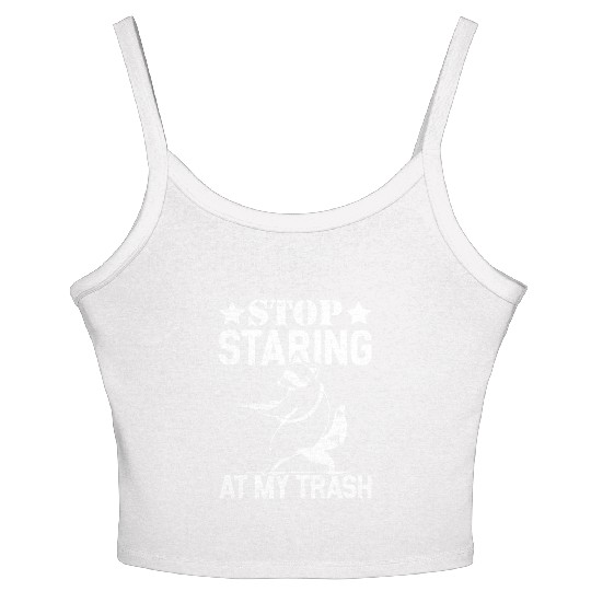 Stop staring at my trash Funny Raccoon Women's Spaghetti Strap Tank Top