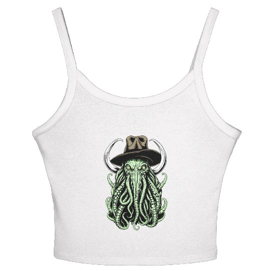 Bizarre Fusion: Cowboy Hatting Cow Cthulhu Women's Spaghetti Strap Tank Top