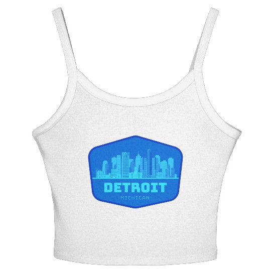 DETROIT SKYLINE BADGE Women's Spaghetti Strap Tank Top