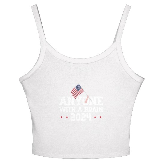2024 Brain Vote Democracy Anti-Trump Women's Spaghetti Strap Tank Top