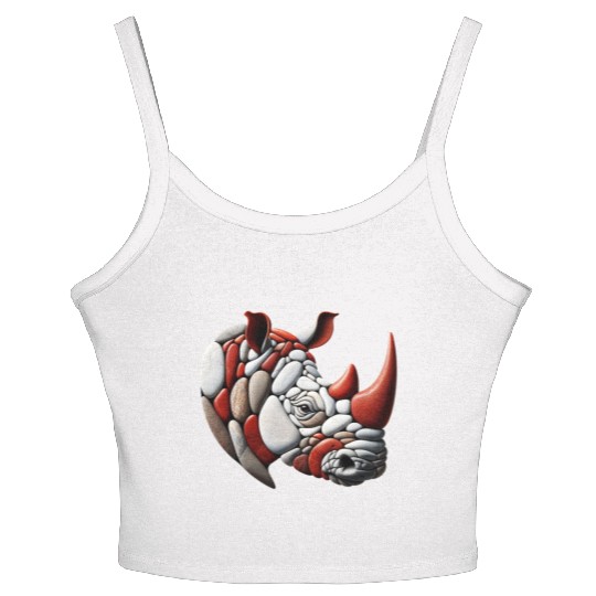 Rustic Terra Rhinoceros Pebble Art Piece Women's Spaghetti Strap Tank Top