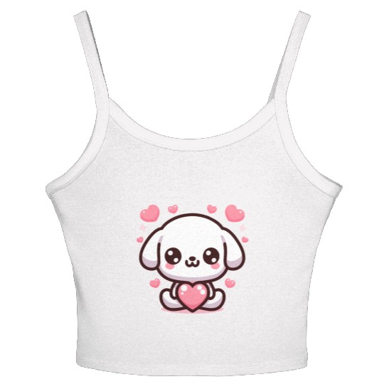 Cute Puppy Dog Heart Valentin Day Women's Spaghetti Strap Tank Top