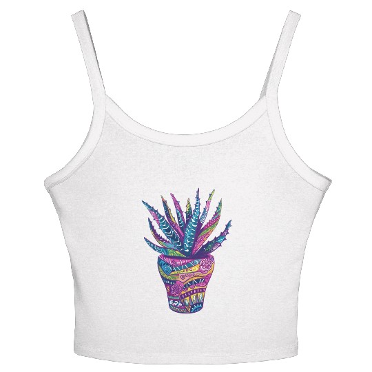 Psychedelic Aloe Vera Succulent Plant Garden Women's Spaghetti Strap Tank Top