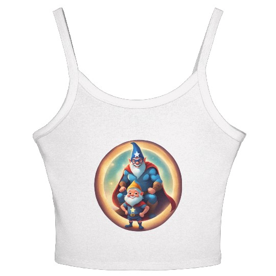 A Father's Day Gnome as a superhero dad Women's Spaghetti Strap Tank Top