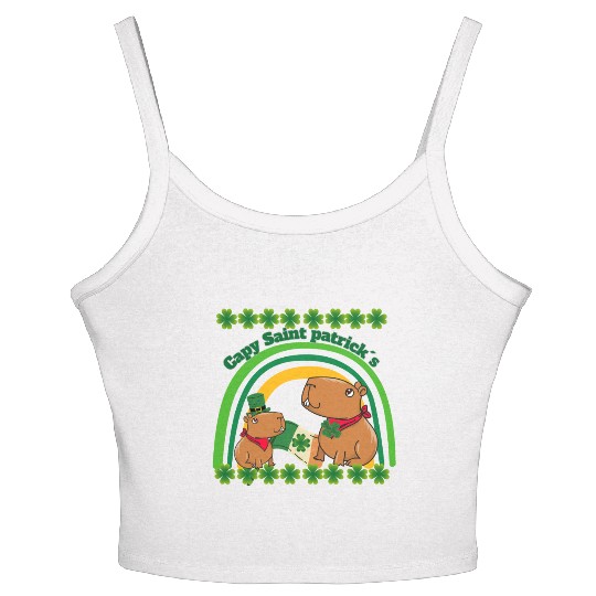 Capybara saint Patrick´s day Women's Spaghetti Strap Tank Top