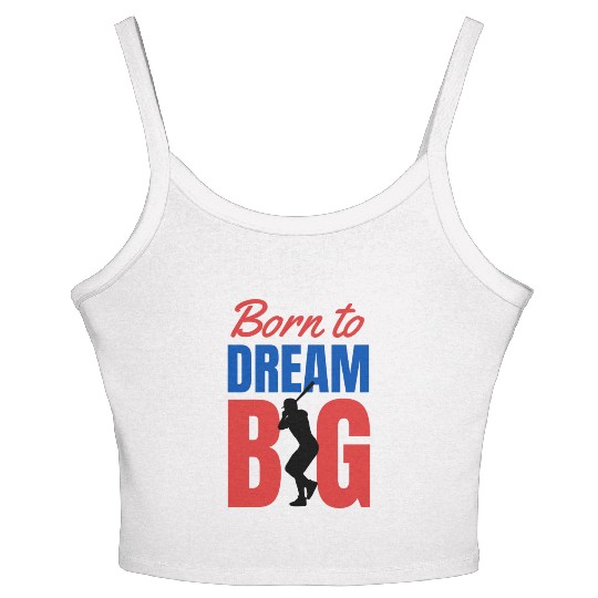 Red and Blue baseball Typography Women's Spaghetti Strap Tank Top 2