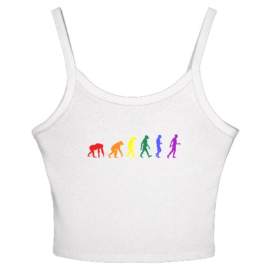 Rainbow Evolution (White Outline) Women's Spaghetti Strap Tank Top