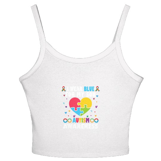 Heart I Wear Blue For My Son Autism Awareness Women's Spaghetti Strap Tank Top