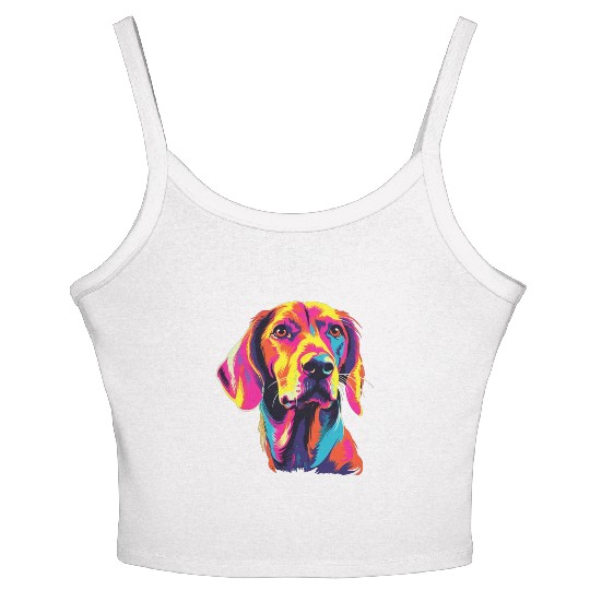 Watercolor Colorful English Foxhound Women's Spaghetti Strap Tank Top