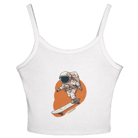 skateboarding astronaut Women's Spaghetti Strap Tank Top