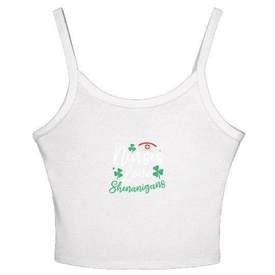 St Patricks Day Nurse Nurses Love Shenanigans Women's Spaghetti Strap Tank Top