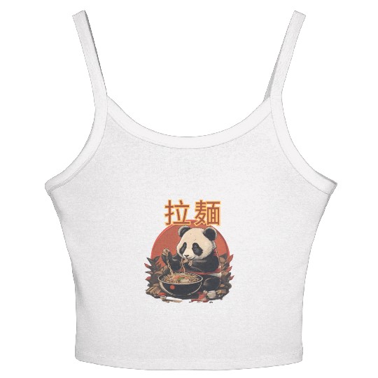 Panda eating Ramen Women's Spaghetti Strap Tank Top