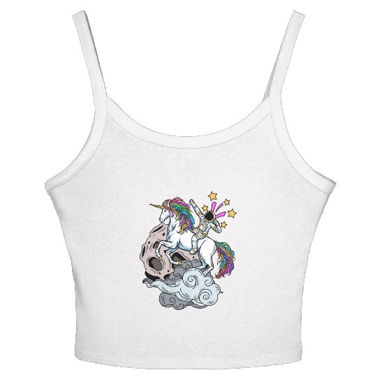 Unicorn Astronaut – Fantastic Rainbow Design Women's Spaghetti Strap Tank Top