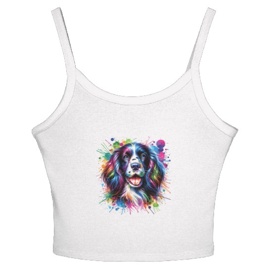Watercolor Colorful English Springer Spaniel Women's Spaghetti Strap Tank Top