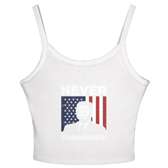 Trump Never Surrender Mug Shot Women's Spaghetti Strap Tank Top